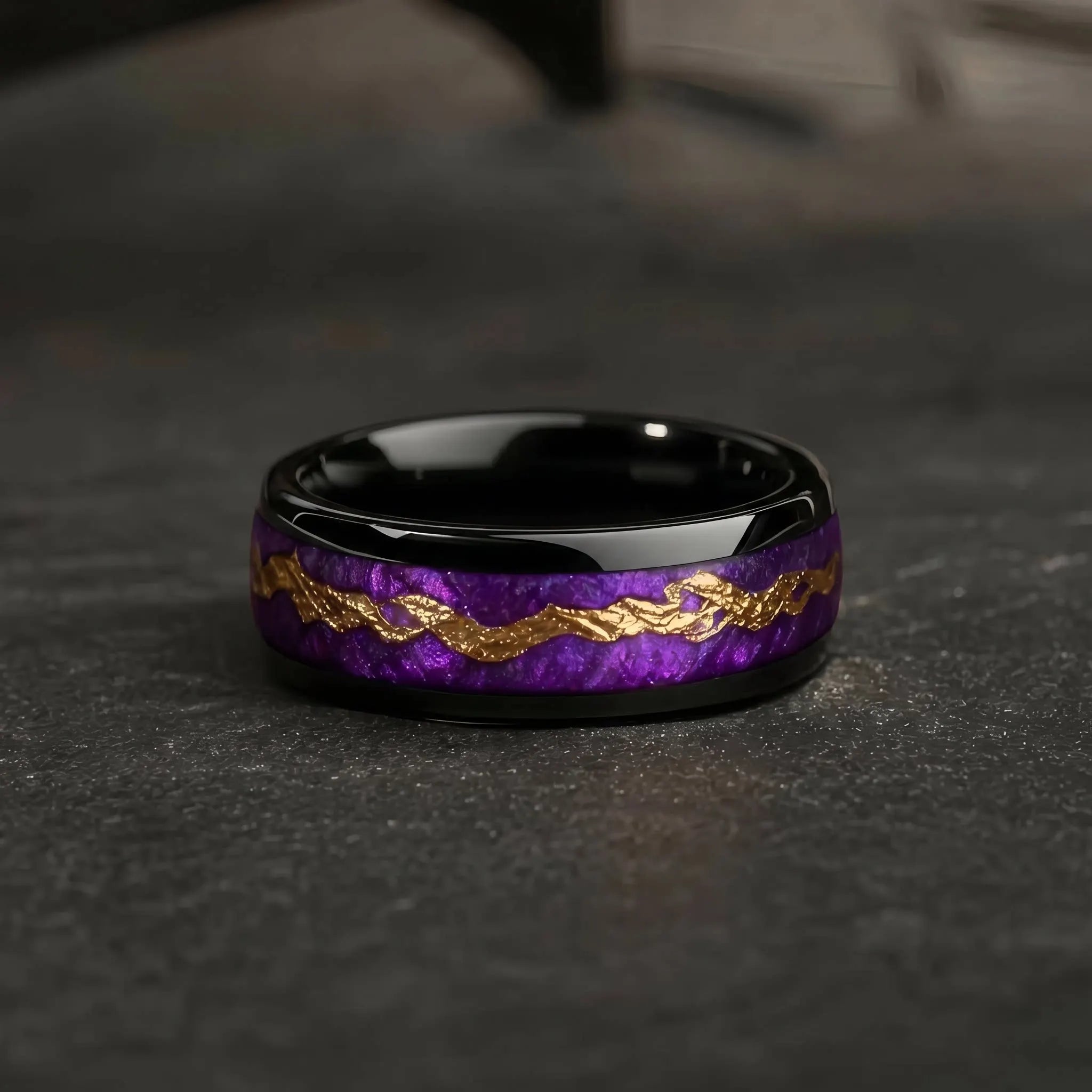 Unisex Black Ring with Unique Starry Night Pattern