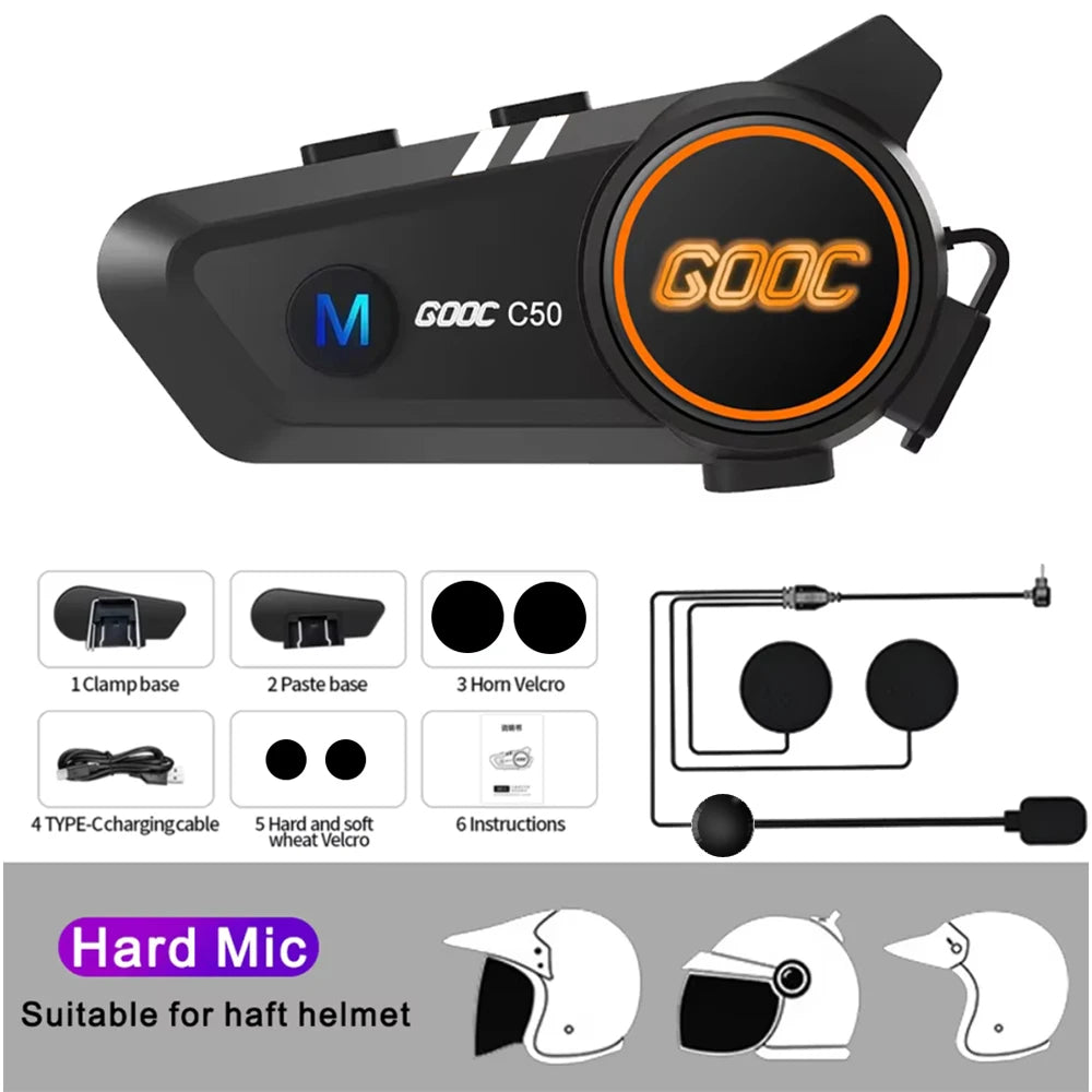 Bluetooth 5.3 Motorcycle Helmet Headset Waterproof Hands-Free Earphone
