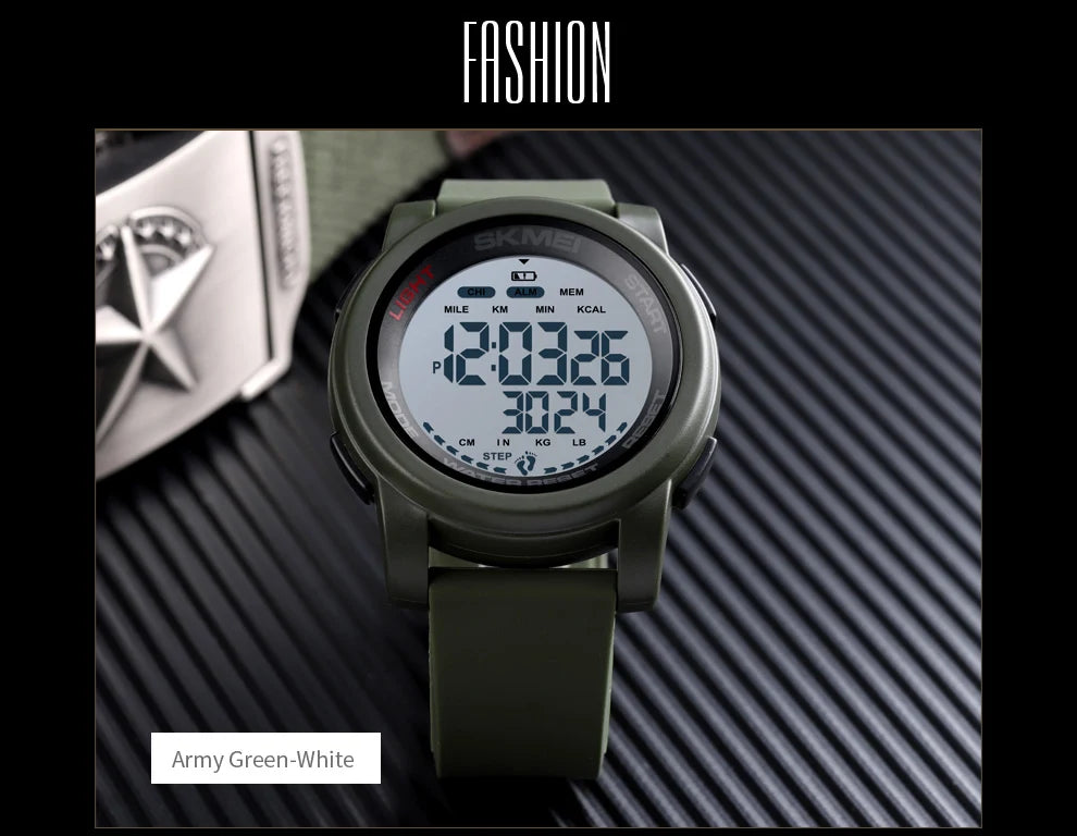 SKMEI 1469 Men’s Digital Sport Watch with Pedometer, Dual Time, Calorie, Distance and Mileage Tracker