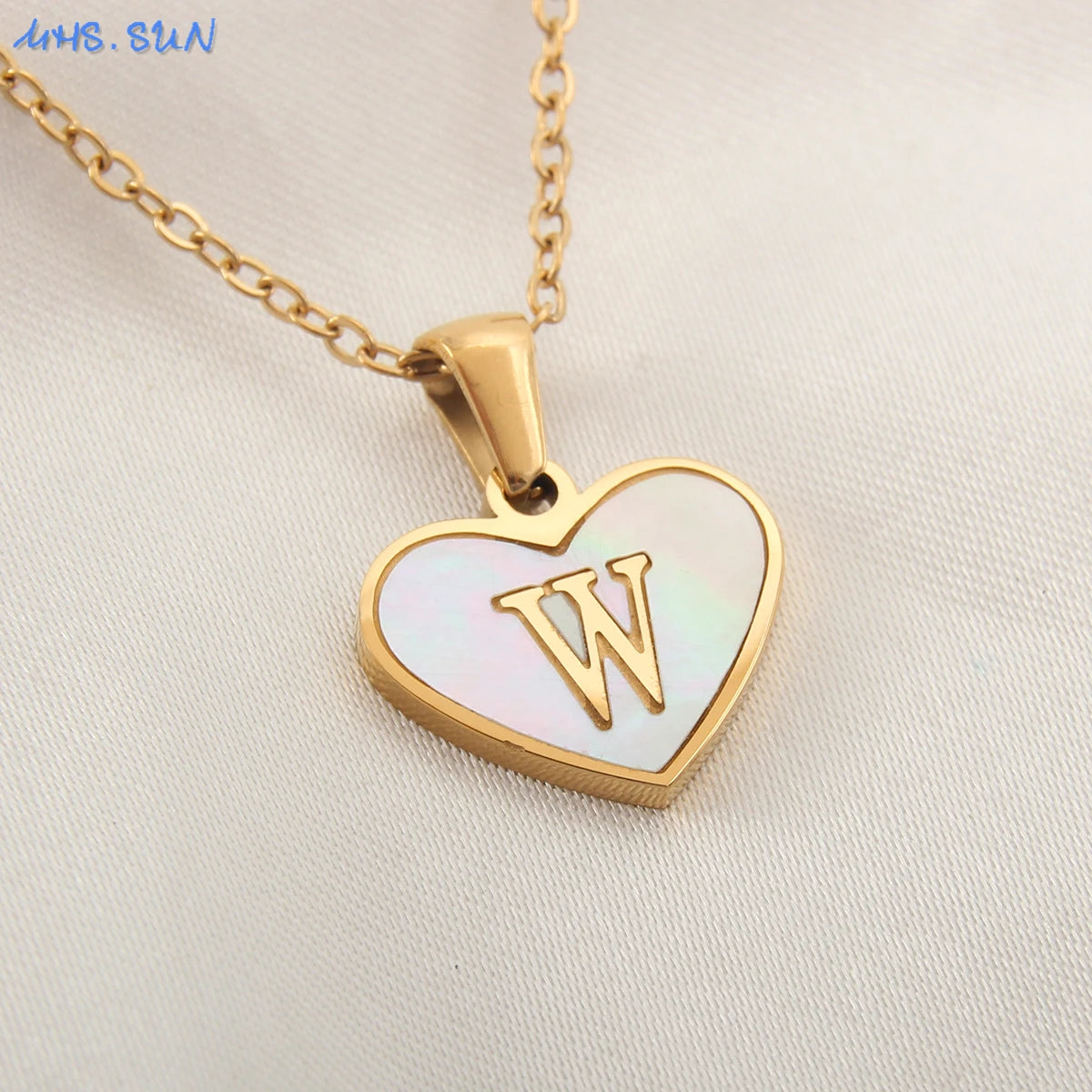 Stainless Steel Heart Initial Necklace for Women A-Z