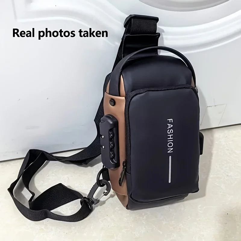 Durable Oxford Fabric Men’s Sling Bag – Motorcycle Crossbody Chest Pack with Phone Pocket
