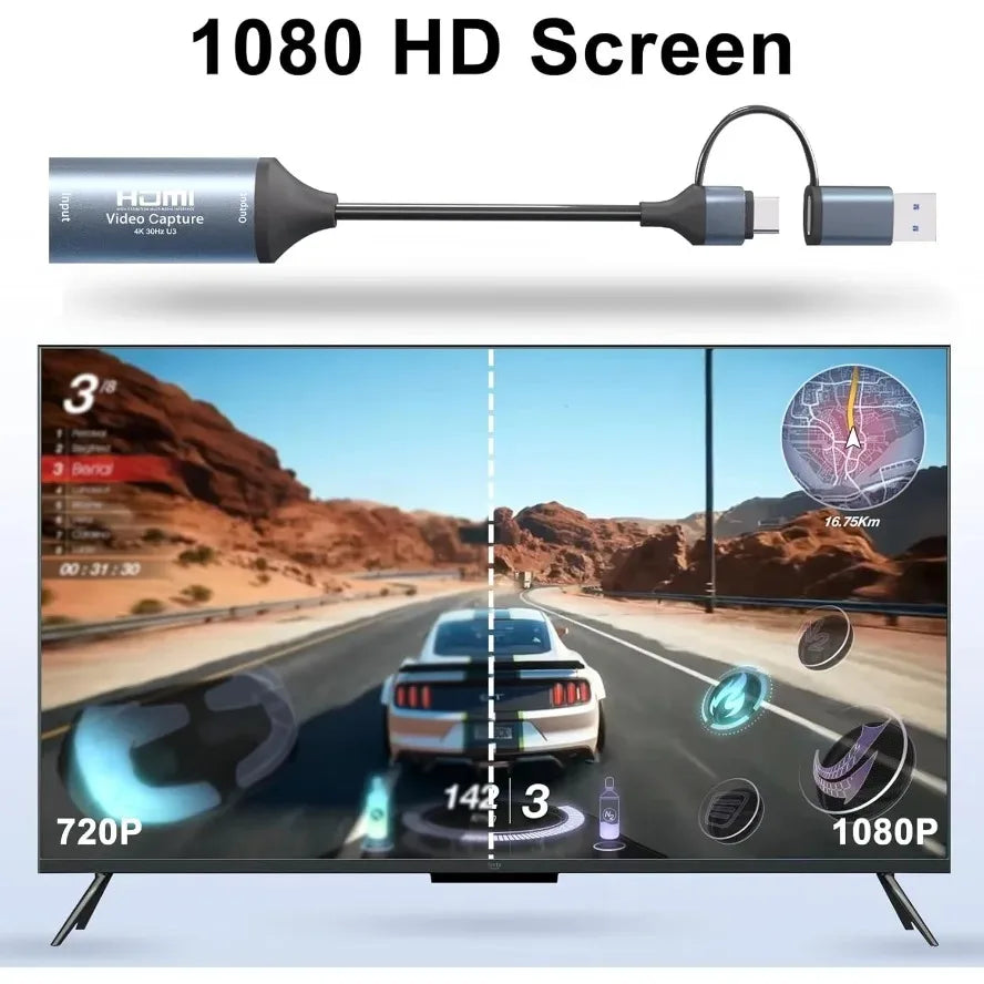 4K HDMI to USB 3.0 Type-C Video Capture Card for Gaming Live Streaming
