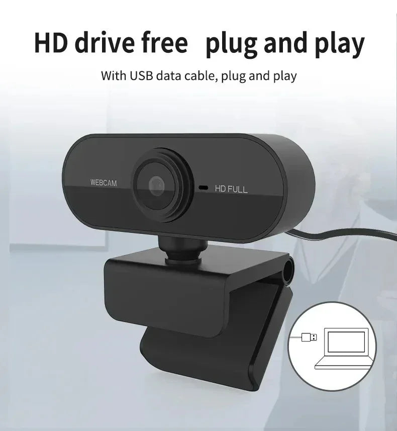1080P Full HD USB Webcam with Built-in Microphone and Tripod