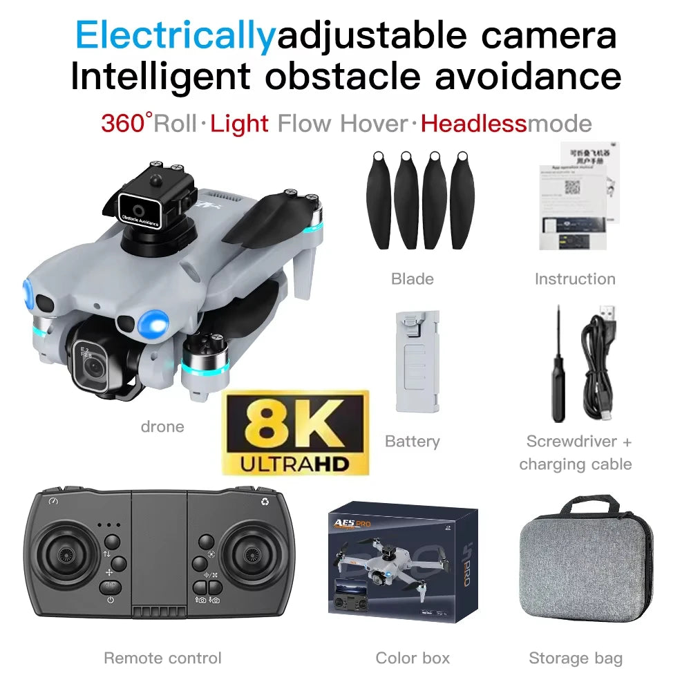 AE5 Max 8K HD Quadcopter Drone with 4.5” Screen Controller, 20 Min Battery, Headless Mode and 360° Flip