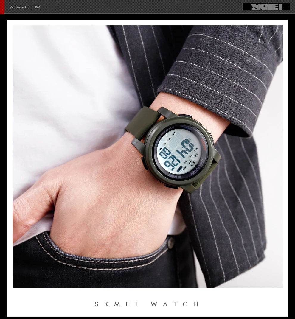 SKMEI 1469 Men’s Digital Sport Watch with Pedometer, Dual Time, Calorie, Distance and Mileage Tracker