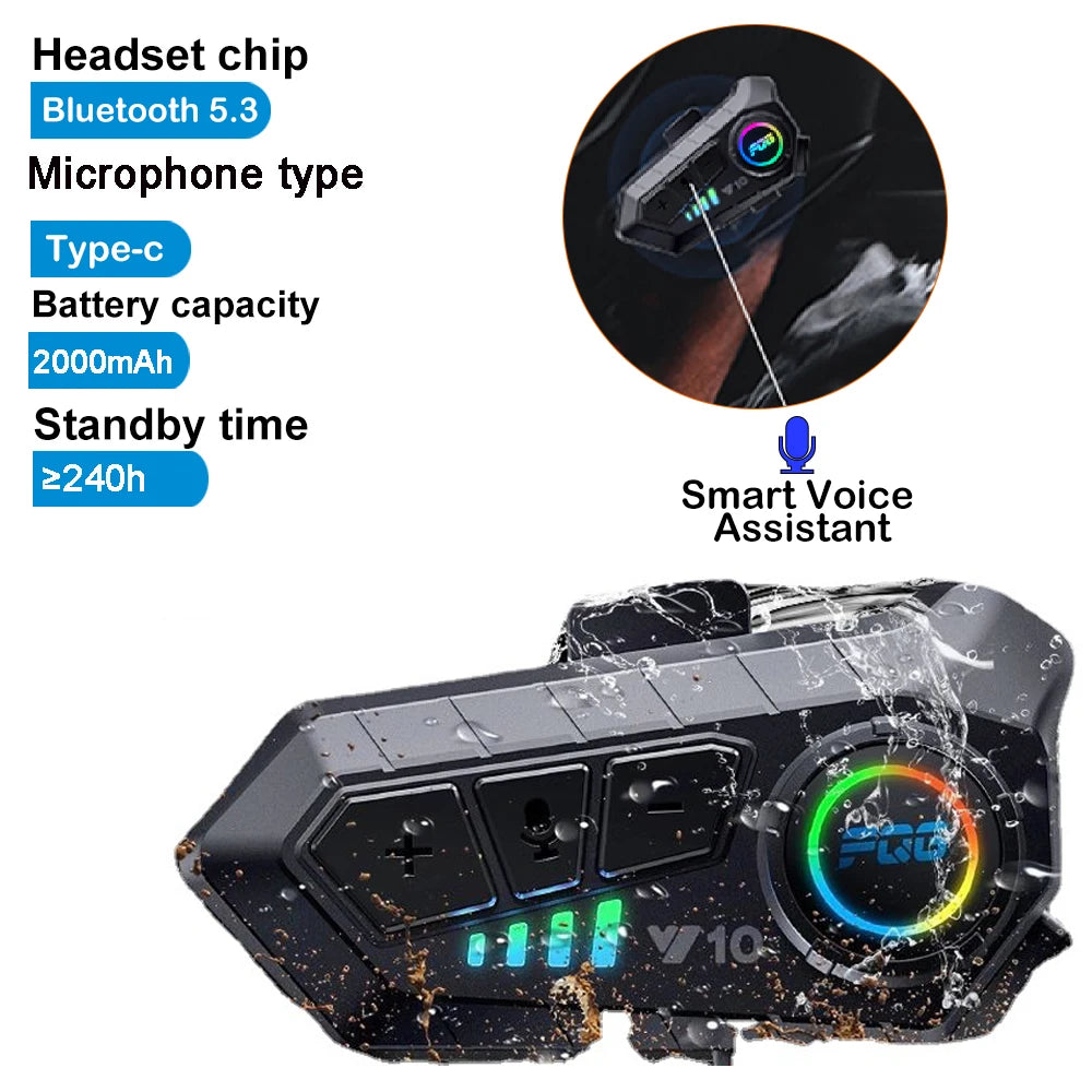 Bluetooth 5.3 Motorcycle Helmet Headset Waterproof Hands-Free Earphone