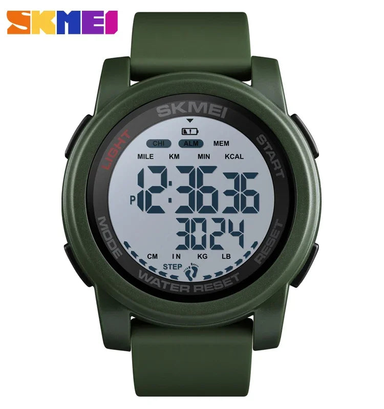 SKMEI 1469 Men’s Digital Sport Watch with Pedometer, Dual Time, Calorie, Distance and Mileage Tracker