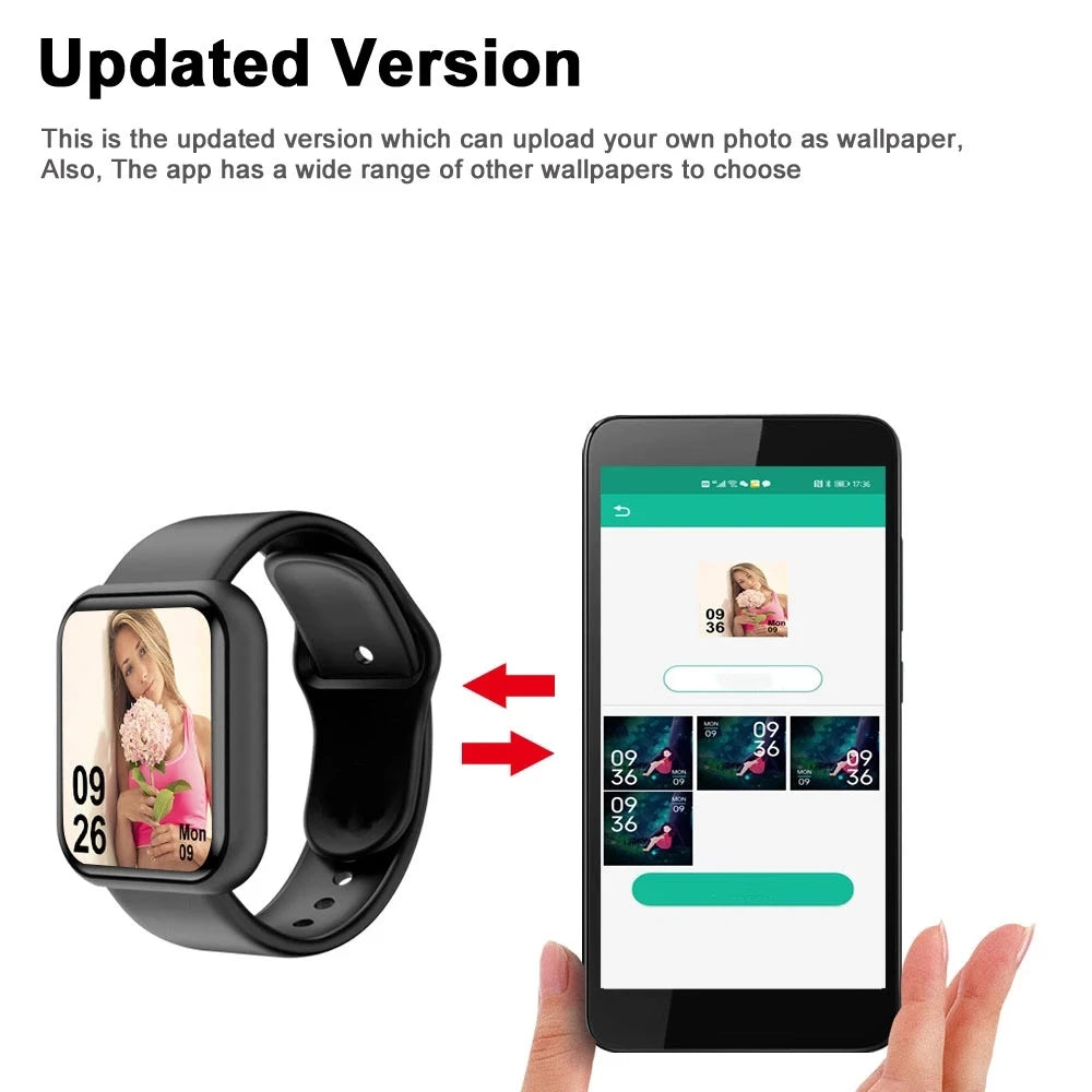 Unisex Smartwatch Fitness Monitor with Message Notifications for Android and iOS