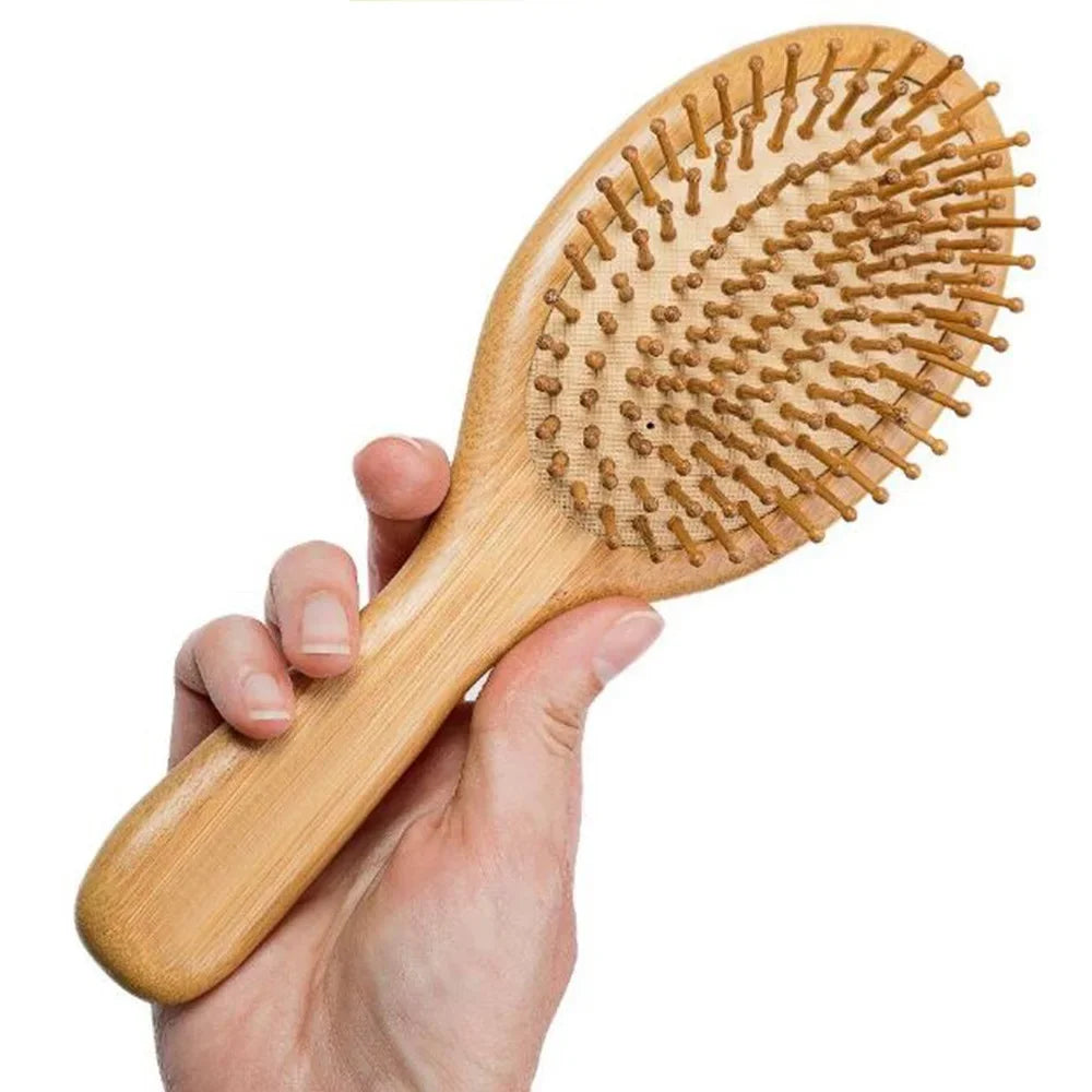 Bamboo Paddle Hair Brush – Wooden Scalp Massage Comb for Hair Care
