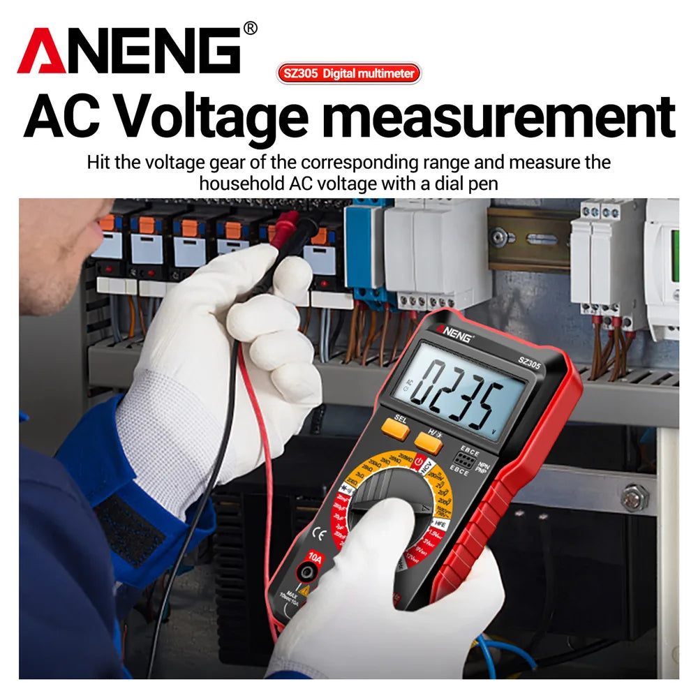 ANENG SZ305 Digital Multimeter Professional AC/DC Voltage Ammeter with Capacitor, hFE Triode and NCV Tester