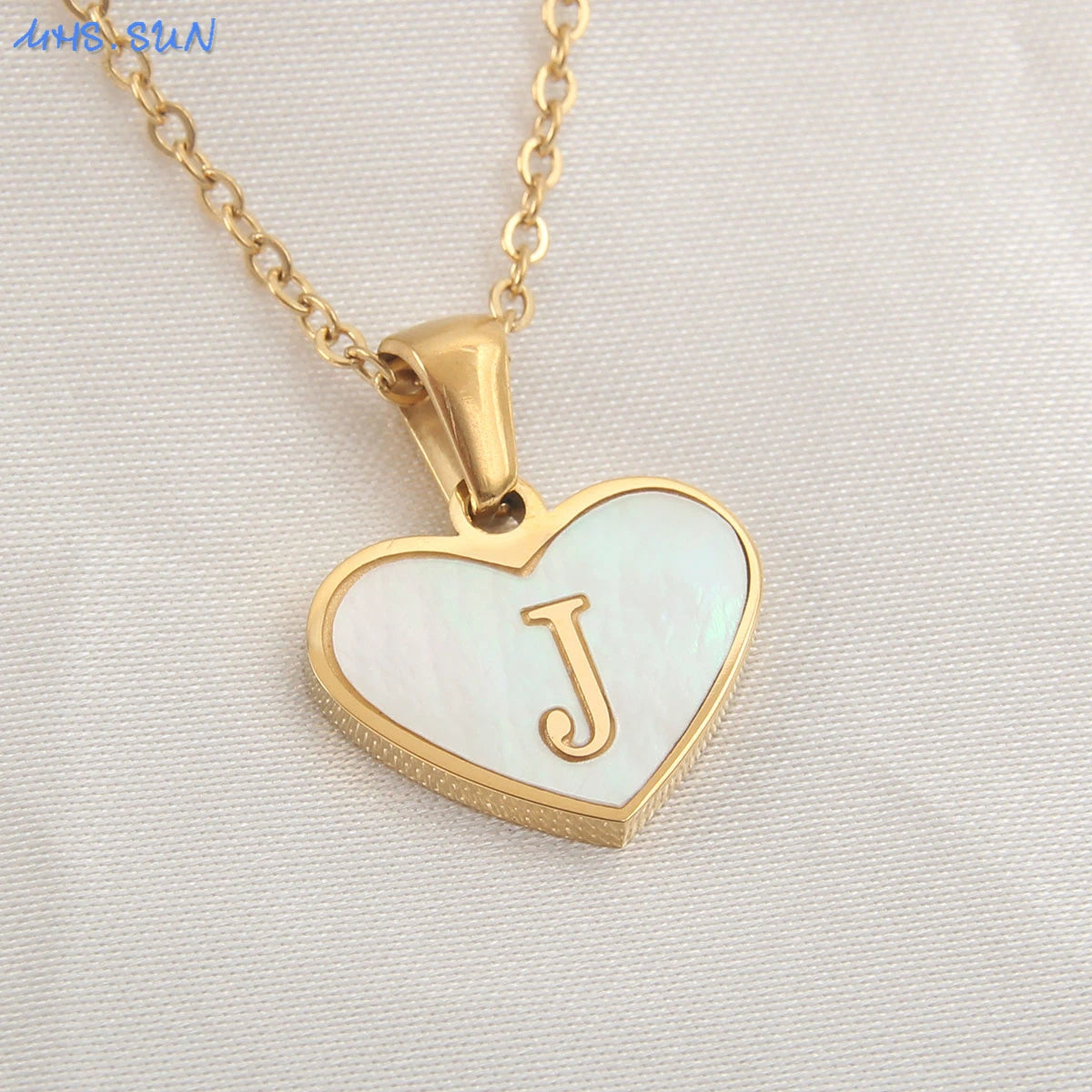 Stainless Steel Heart Initial Necklace for Women A-Z