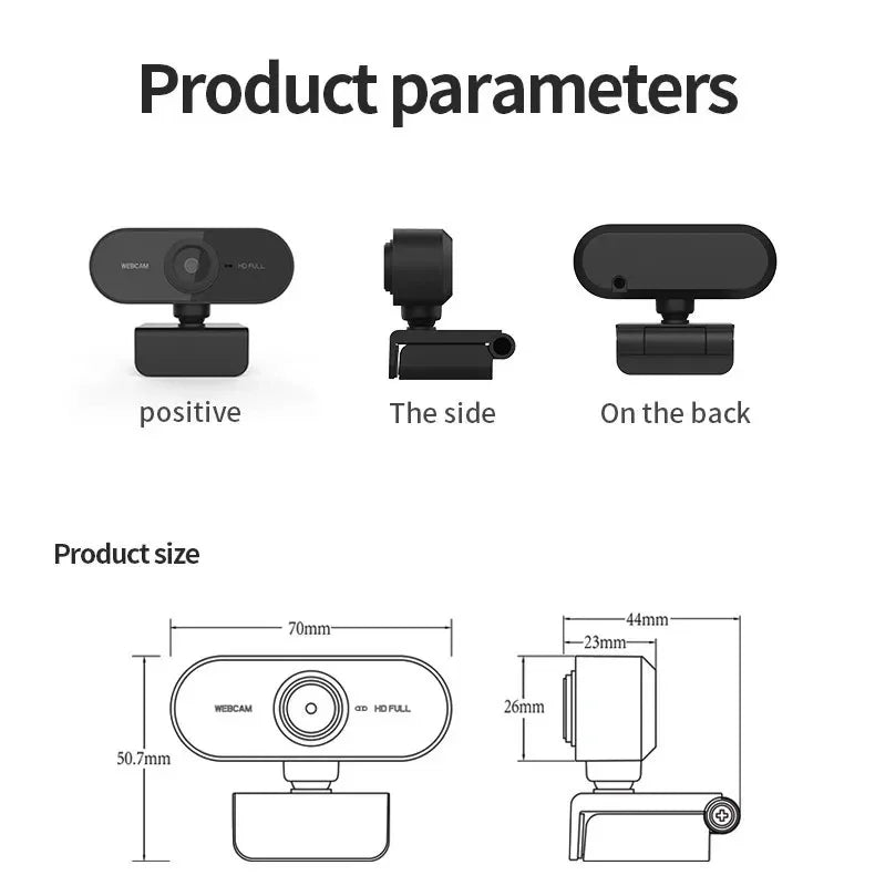 1080P Full HD USB Webcam with Built-in Microphone and Tripod