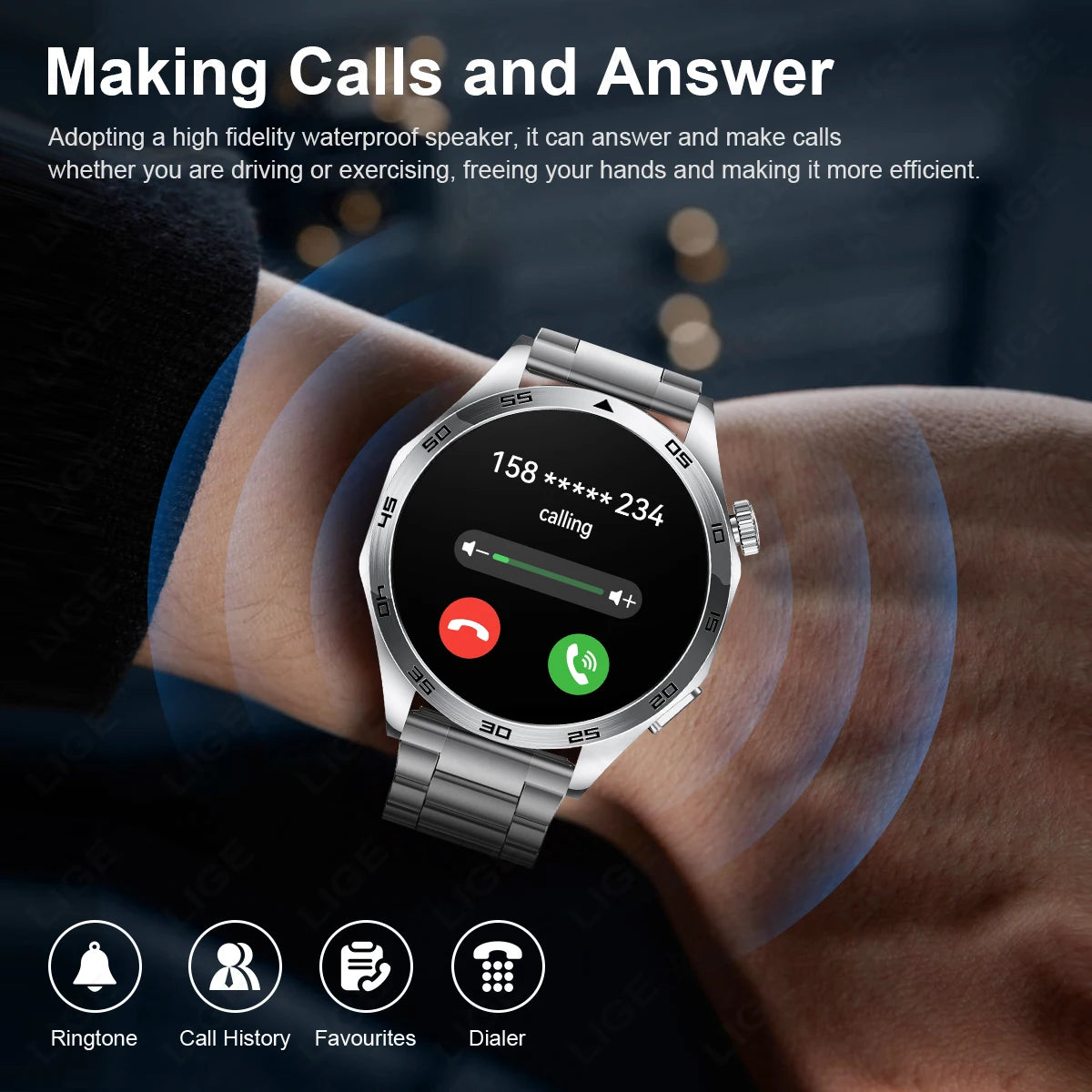 LIGE ECG Bluetooth Call Smart Watch