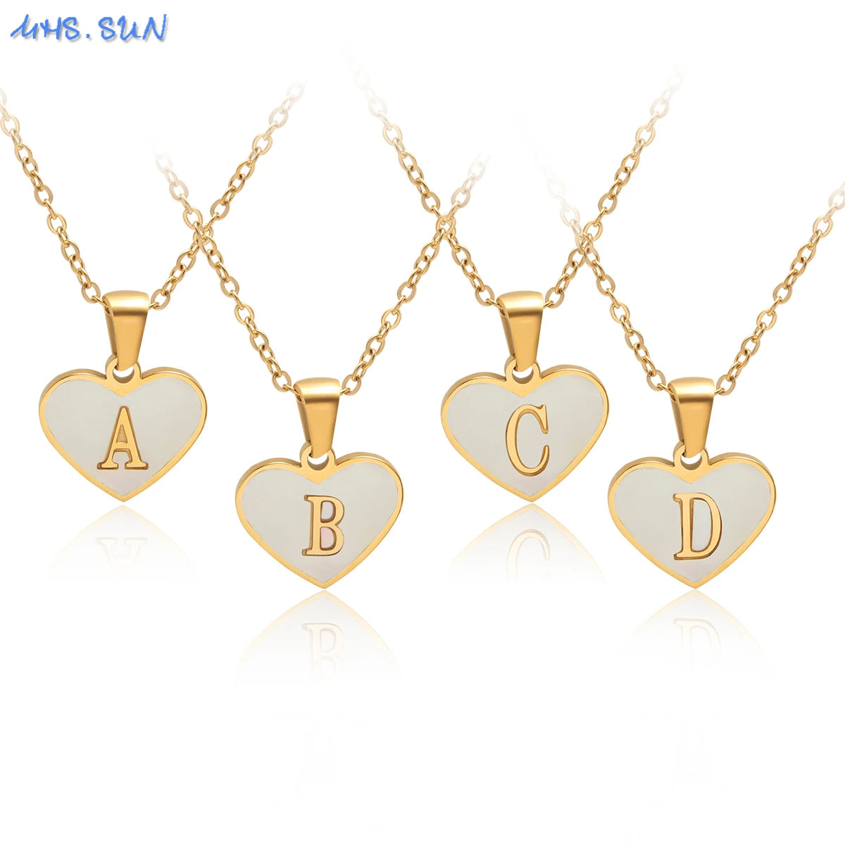 Stainless Steel Heart Initial Necklace for Women A-Z
