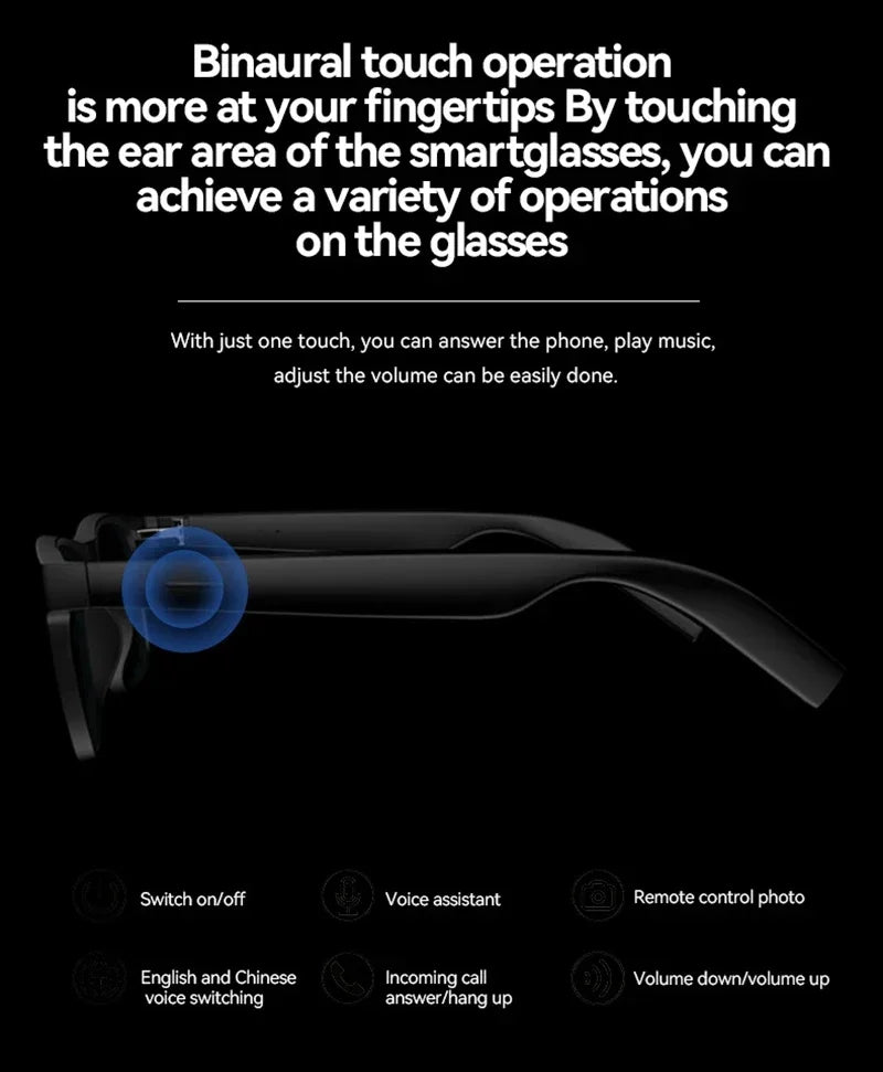 Lenovo AI Smart Glasses with 8K Touch Control, Photo Camera, Recording, Translator, Voice Assistant and Bluetooth