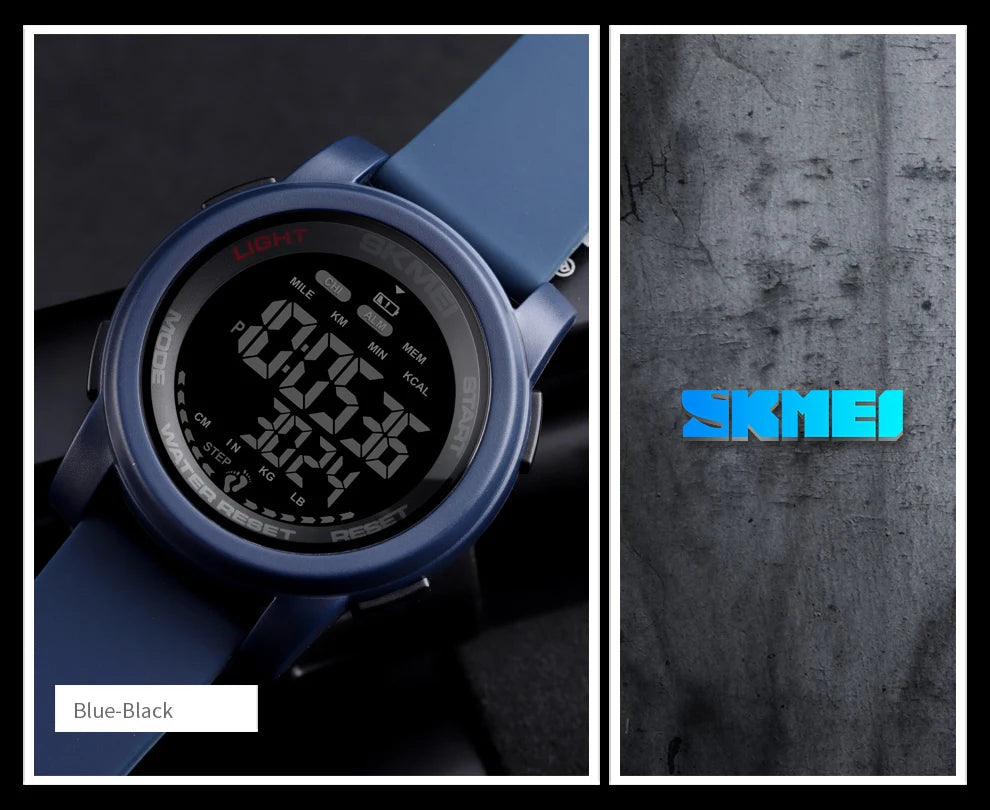 SKMEI 1469 Men’s Digital Sport Watch with Pedometer, Dual Time, Calorie, Distance and Mileage Tracker
