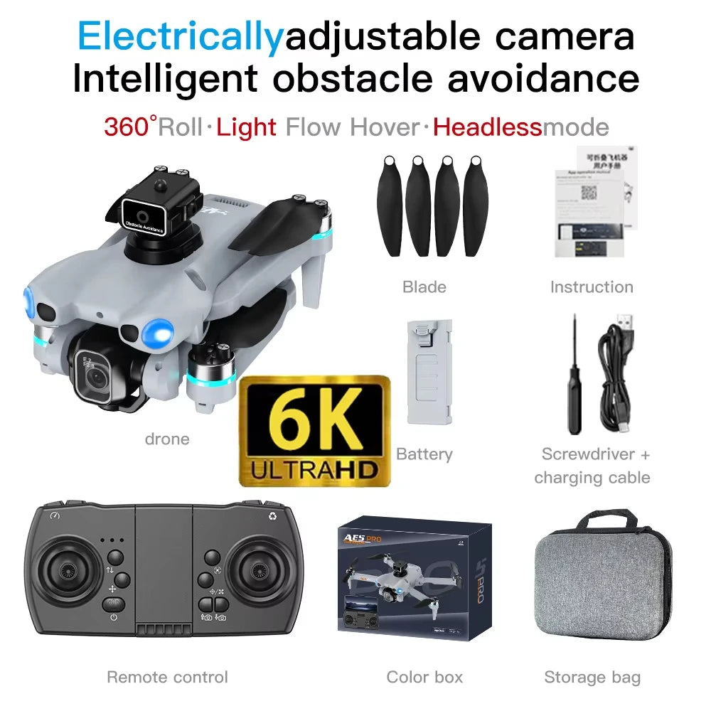 AE5 Max 8K HD Quadcopter Drone with 4.5” Screen Controller, 20 Min Battery, Headless Mode and 360° Flip