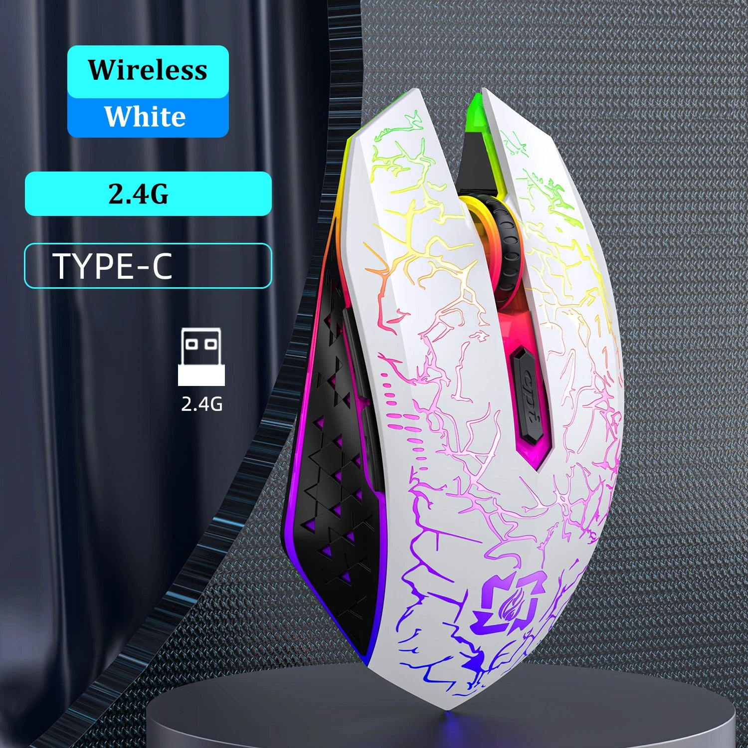 Bluetooth 5.2 RGB Wireless Gaming Mouse 2.4G Dual-Mode Silent Mouse