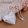 925 Sterling Silver Photo Frame Pendant Necklace with Snake Chain