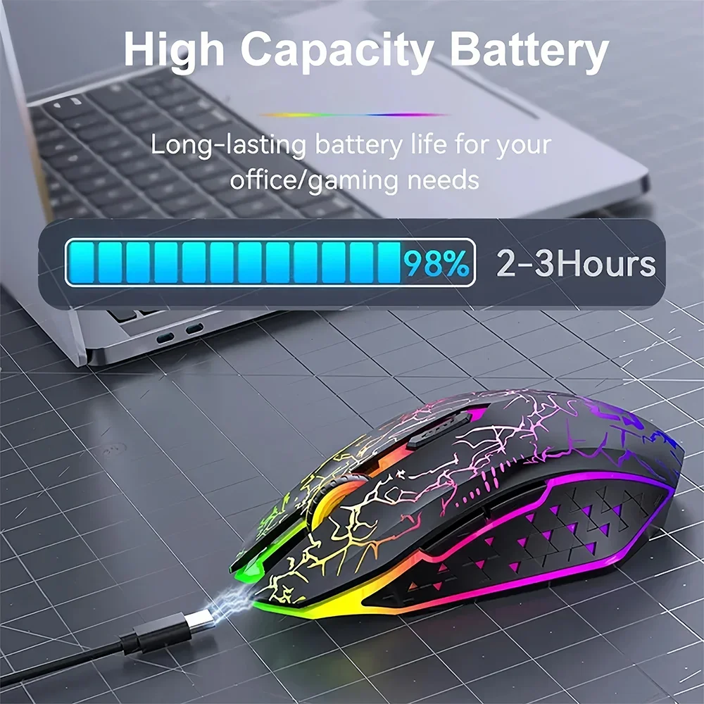 Bluetooth 5.2 RGB Wireless Gaming Mouse 2.4G Dual-Mode Silent Mouse