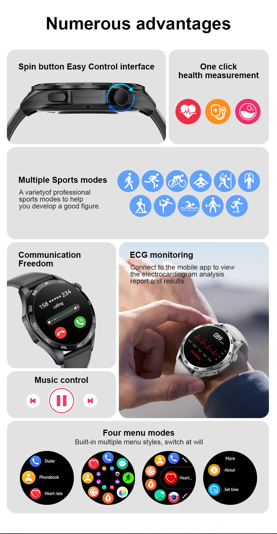 LIGE ECG Bluetooth Call Smart Watch