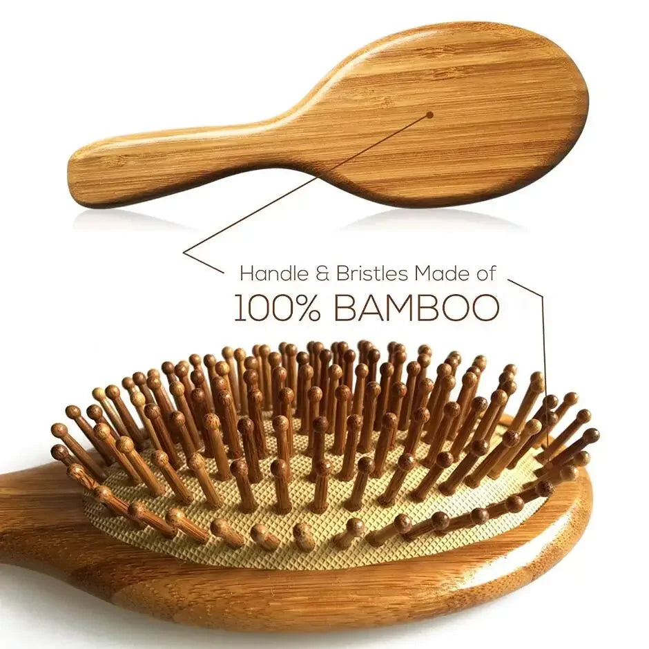 Bamboo Paddle Hair Brush – Wooden Scalp Massage Comb for Hair Care