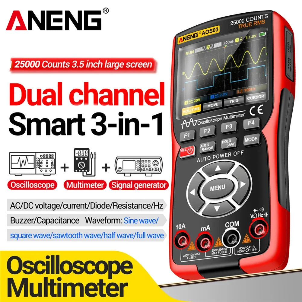 Digital Handheld Automotive Oscilloscope Multimeter 2 Channel 50MHz with Waveform Output for Car Electrical Repair