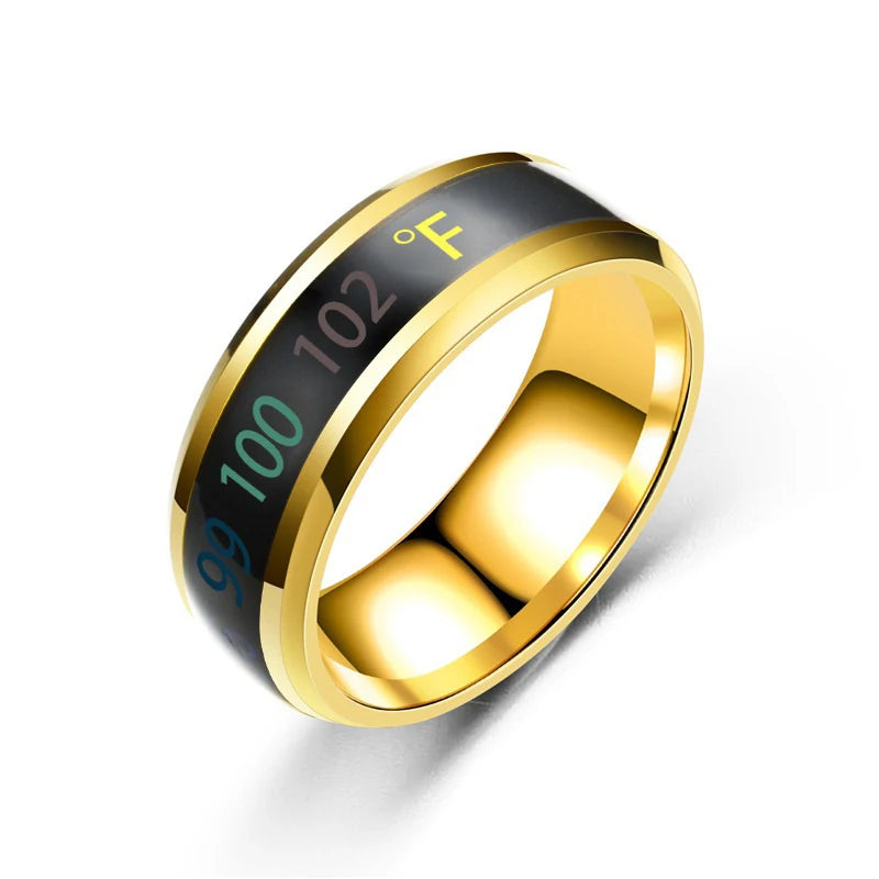 Smart Stainless Steel Multifunctional Couple Mood Ring – Temperature Sensitive Waterproof Jewelry