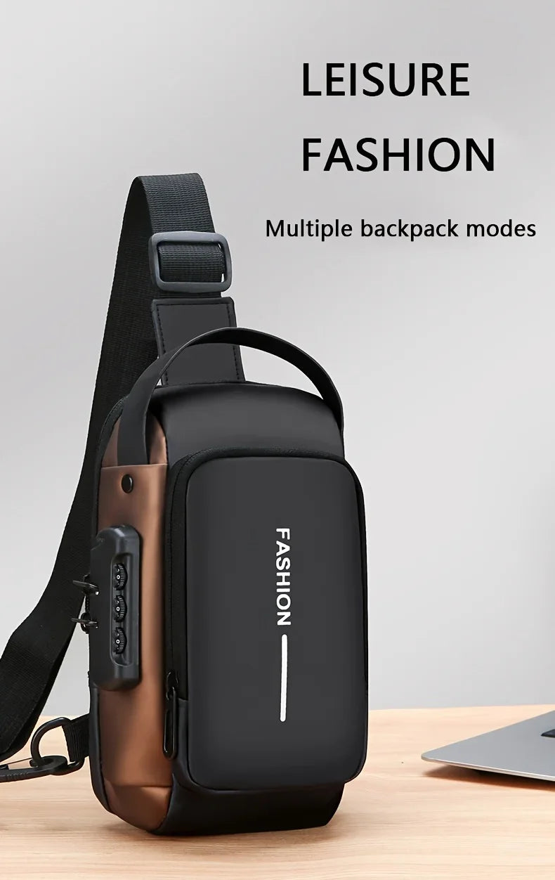 Durable Oxford Fabric Men’s Sling Bag – Motorcycle Crossbody Chest Pack with Phone Pocket