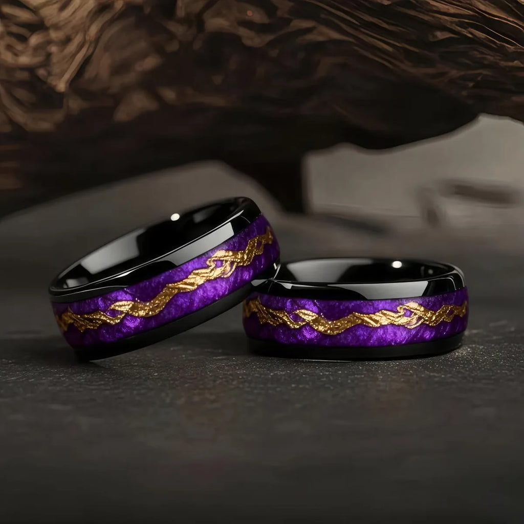 Unisex Black Ring with Unique Starry Night Pattern
