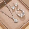 Luxury Cube Jewelry Set for Women Necklace Earrings Ring