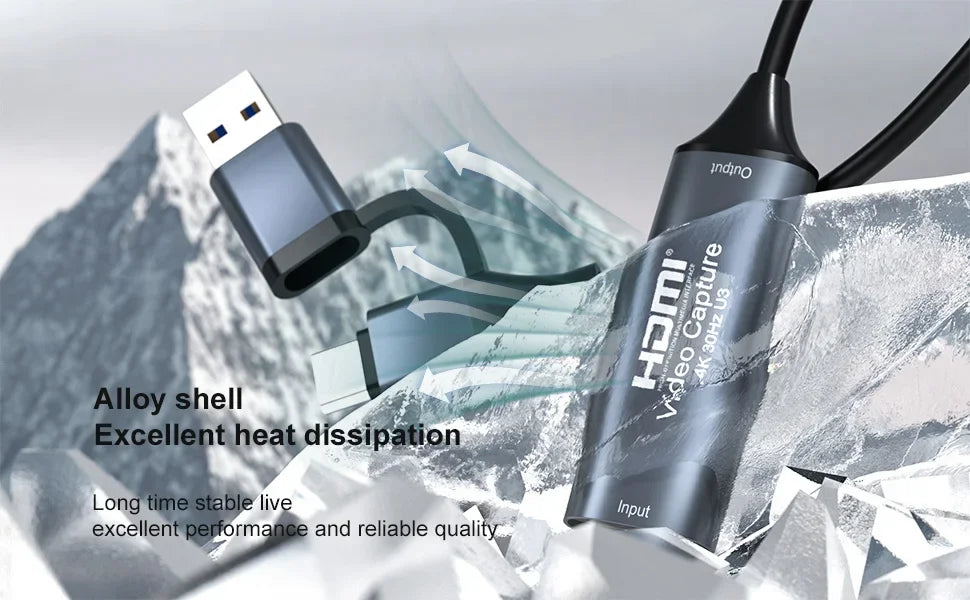 4K HDMI to USB 3.0 Type-C Video Capture Card for Gaming Live Streaming