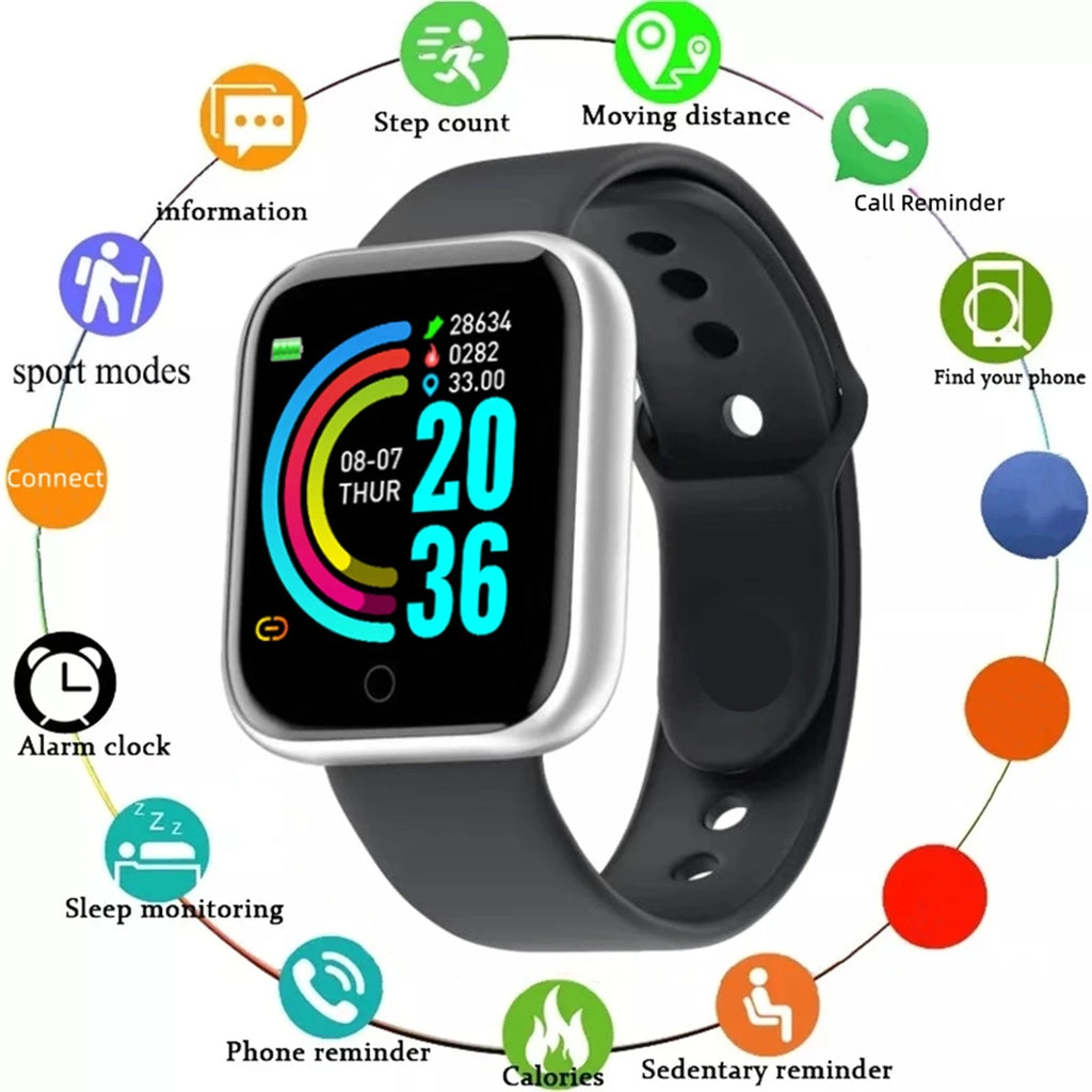 Unisex Smartwatch Fitness Monitor with Message Notifications for Android and iOS