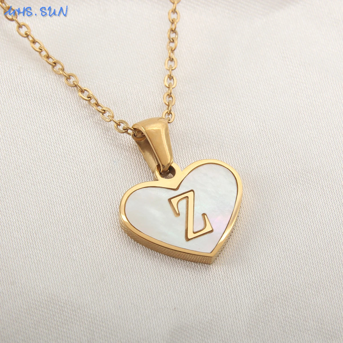 Stainless Steel Heart Initial Necklace for Women A-Z