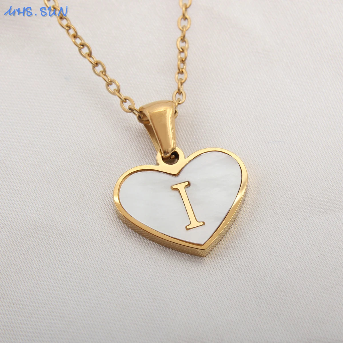 Stainless Steel Heart Initial Necklace for Women A-Z