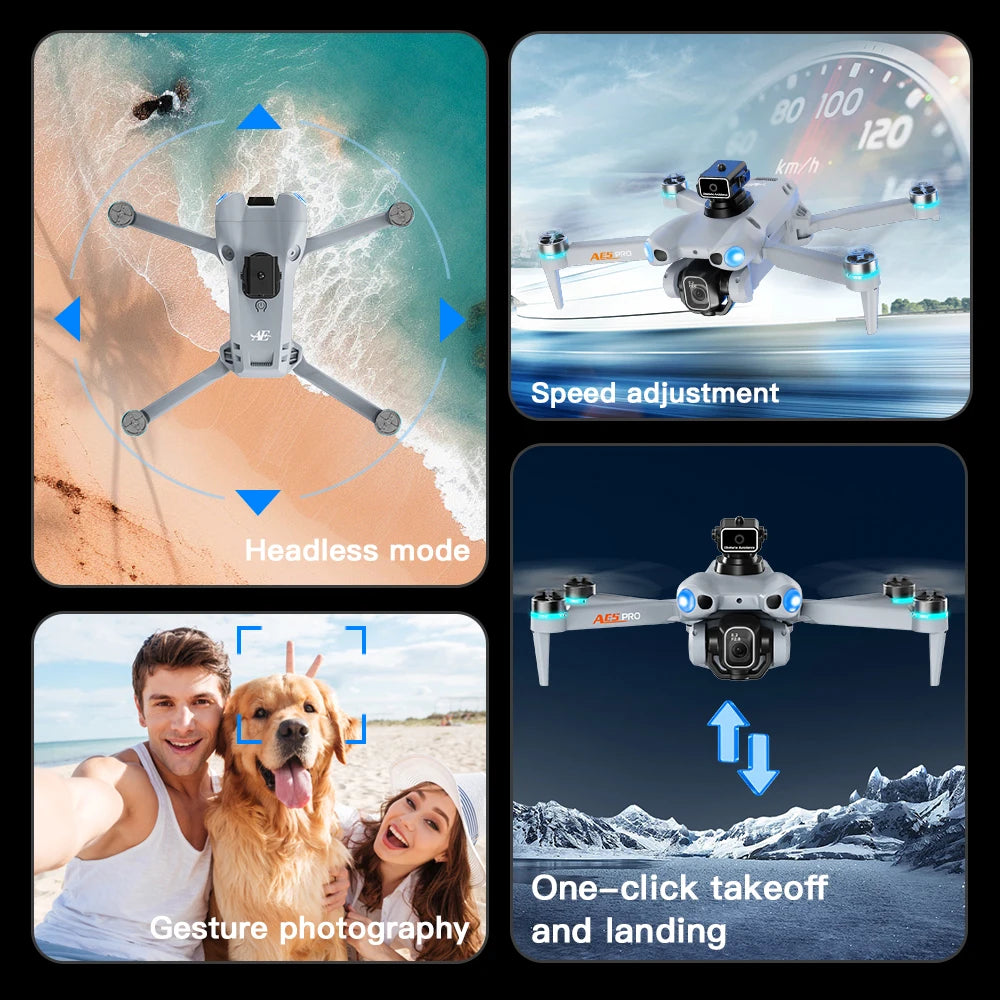AE5 Max 8K HD Quadcopter Drone with 4.5” Screen Controller, 20 Min Battery, Headless Mode and 360° Flip