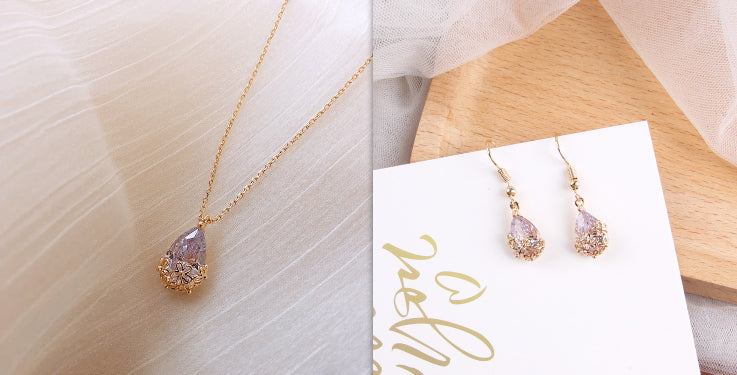 Women’s Crystal Water Drop Pendant Necklace
