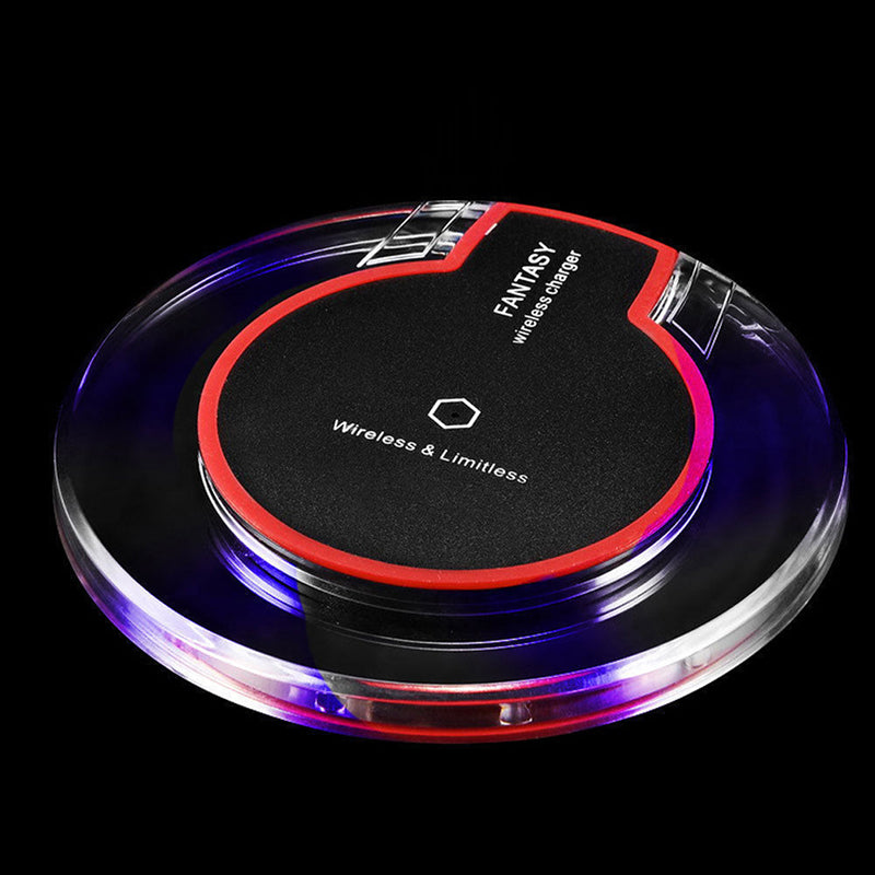 Crystal Round Wireless Charging Pad with Receiver for Apple and Samsung