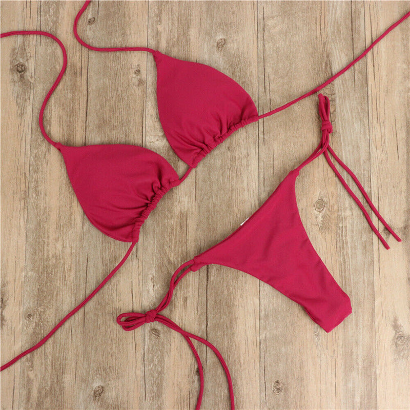 Women’s Halter Neck Tie Bikini Split Swimsuit